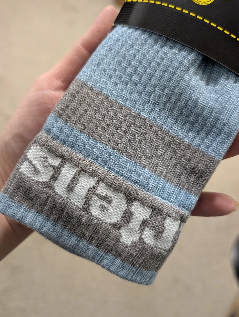 Dr. Martens Baby Blue Blue & Gray Striped Crew Socks